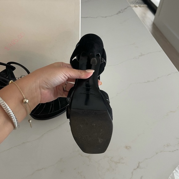 Saint Laurent Tribute Velvet Platform Sandal - Picture 5 of 7